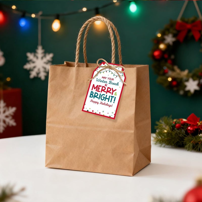 Alynta Happy Holiday Gift Tags - Merry and Bright Gift Tags with String Christmas Tag 50Pcs Xmas Tag for Presents Gift Wrapping Christmas Decorations - Image 5